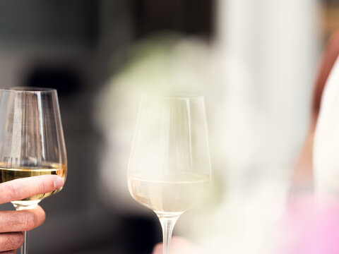 Two glasses of white wine. 