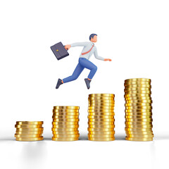 3d illustration successful bussinesman or investor presenting stack of money