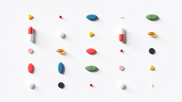Top View Of Pills On white Background