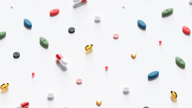 Multi-Colored Pills And Capsules