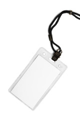 Badge on  cord  isolated on white background.
