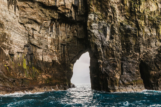 Rock arch in the cliffs of the Faroe Islands