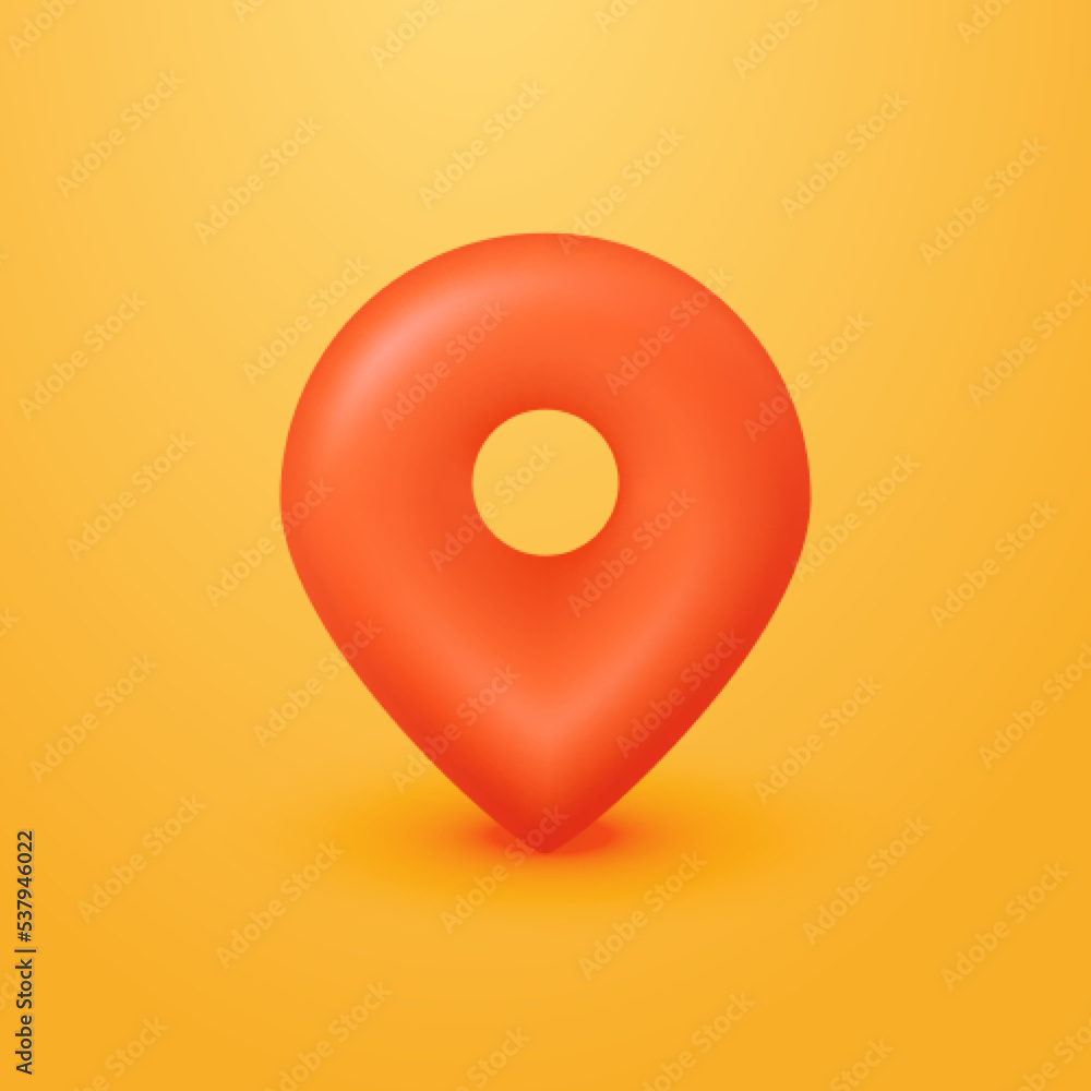 Poster realistic 3d map pin pointer icon red on yellow background