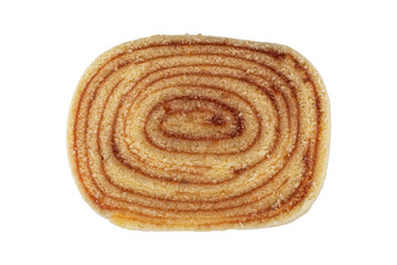 Closeup of a slice of bolo de rolo (roll cake)_top view (PNG).