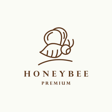 Honey bee logo icon flat design template 