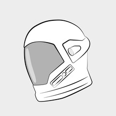 a hand drawn astronaut helmet. isolated vector graphic on light gray background.