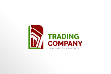Modern Isolated Trading Logo Template for your business, company, brand, corporation, and many more. Template Ready To Use. In red and green color