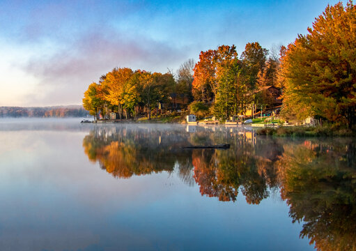 Autumn Sunrise Reflection over lake in Pennsylvania