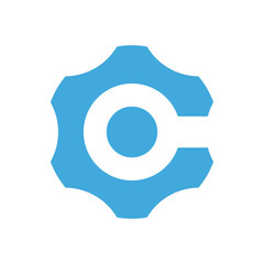 Abstract Letter C Blending With Gear