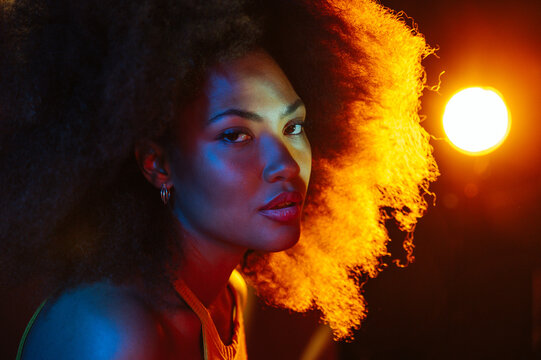 African American model under bright light