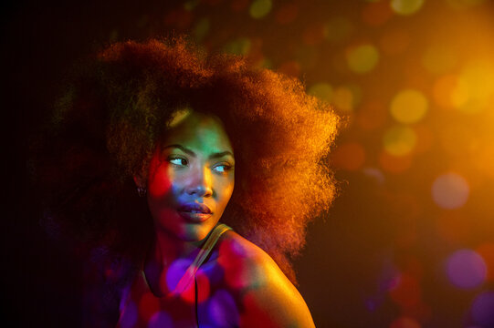 African American model under bright light