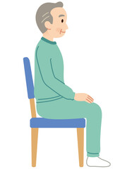 椅子に座る高齢者　介護　椅座位