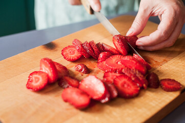 Slicing strawberries