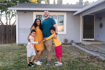 Diverse family on the porch portrait