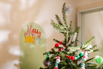 Christmas tree at home by shadows
