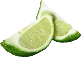 Slices of fresh lime isolated on white background