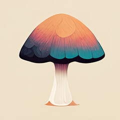 One abstract colorful mushroom. Decorative mushroom illustration. Stylized mushroom. Digital illustration.