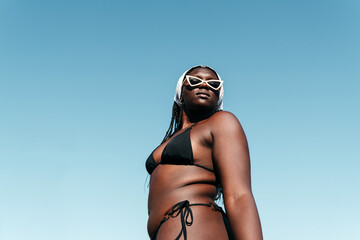 Black woman in a bikini portrait
