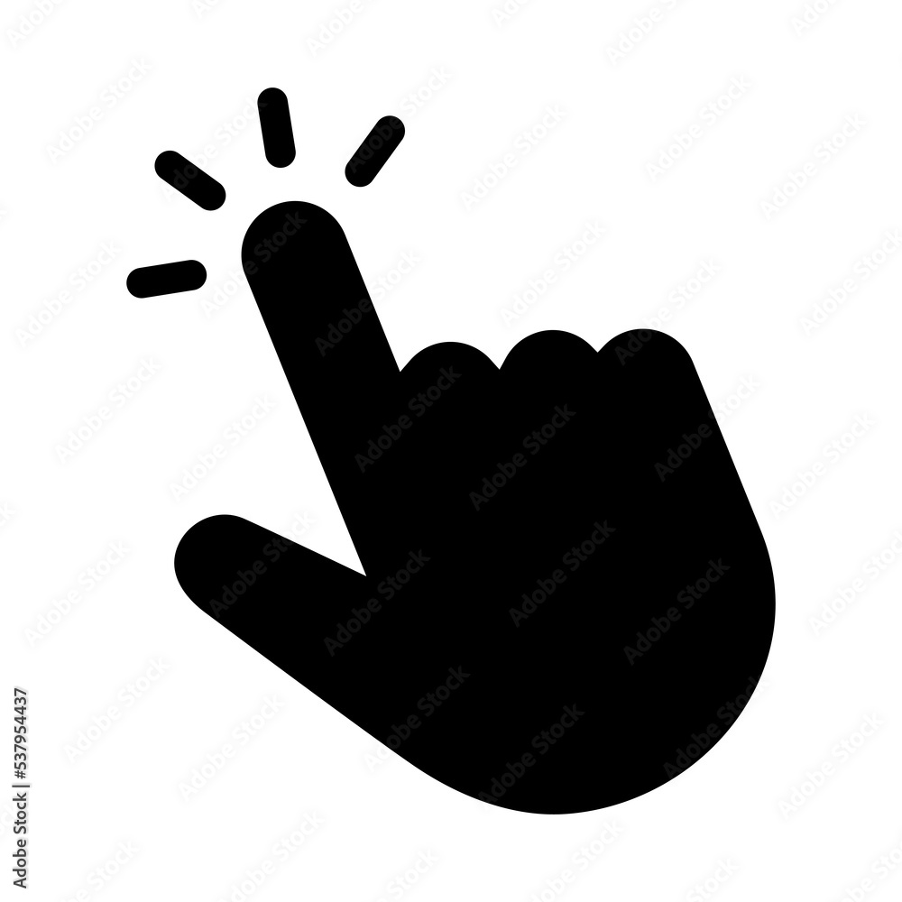 Poster hand clicking or pointer cursor icon symbol signs for apps and websites with transparent background 