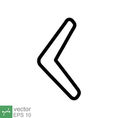 Obraz premium Boomerang icon. Simple outline style. Karma silhouette logo symbol, wood, black, handle, old weapon, sport concept. Thin line vector illustration isolated on white background. EPS 10.
