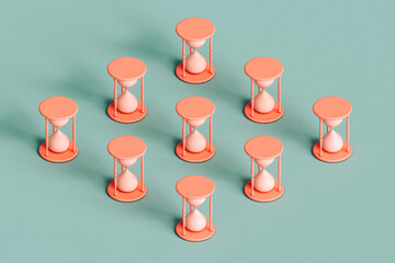 rhombus from pink hour glasses. 3d render