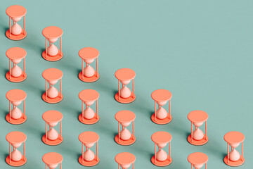 many pink hour glasses