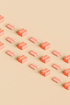 rows of Pink cardboards. shipping concept
