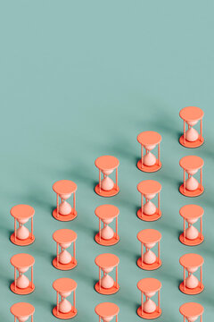 pink hour glasses with copy space
