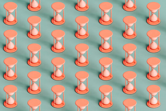 isometric pattern fo many pink hour glasses