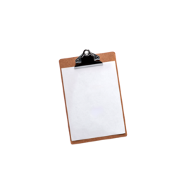 Blank clipboard with white paper isolated cutout