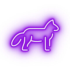 Neon purple wolf icon, glowing dog icon on transparent background
