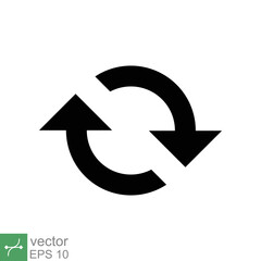 Cyclic rotation icon. Simple solid style. Flat, recycling, repeat, renew, rotate, arrow, sync, change, swap, Exchange concept. Glyph vector illustration isolated on white background. EPS 10.