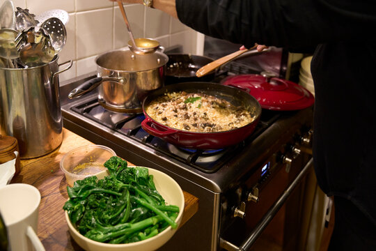 Cooking dinner at home