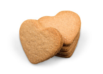 Heart shaped cinnamon cookies on background
