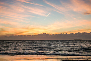 神奈川県逗子市逗子海岸からの夕焼け空