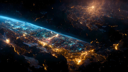 Fototapeta premium Earth planet in deep space. Outer dark space wallpaper 