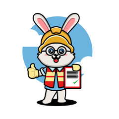 Fototapeta na wymiar Cute rabbit construction worker cartoon