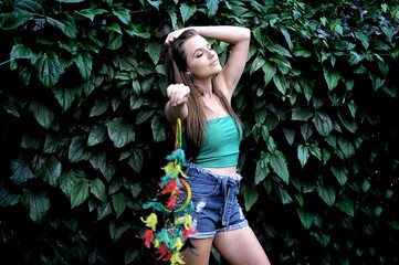garota linda modelando com filtro dos sonhos 