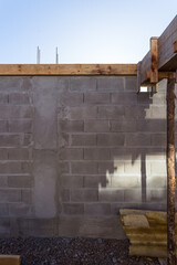 concrete block wall. architecture under construction