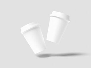 Paper cup mock-up. Render realistic 3d illustration. Package mockup design for branding.