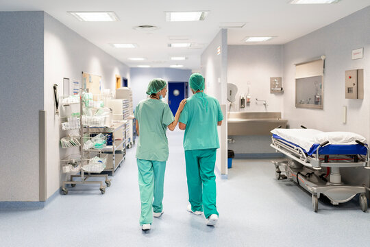 Medical team walking in the hospital