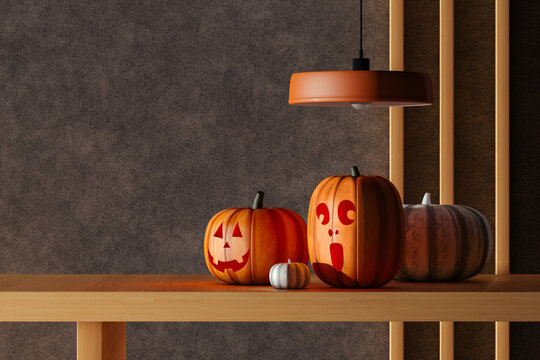 Pumpkins on top of a table