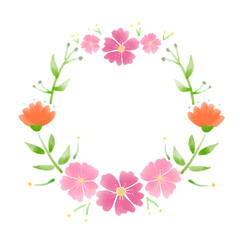 수채화 원형 꽃 리스 테두리 일러스트 이미지