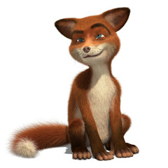 Obraz premium 3D rendering of a cartoon fox on an isolated background