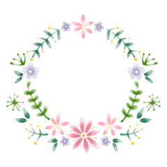 수채화 원형 꽃 리스 테두리 일러스트 이미지