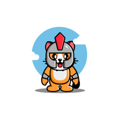 Cute cat gladiator cartoon vector illustration