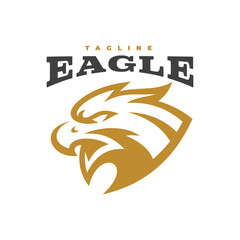 Bird eagle falcon or hawk head line art mascot logo design