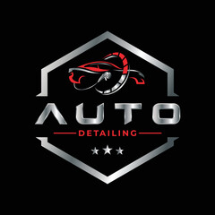 Car vector template, Repair, geometric shield logo