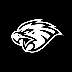 Bird, eagle, falcon or hawk head mascot logo design on dark background