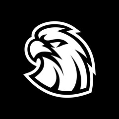 Bird, eagle, falcon or hawk head mascot logo design on dark background